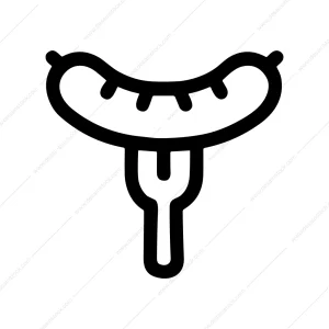Simple Line Drawing Sausage Fork Food Illustration Icon