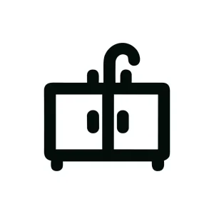 Simple Outline Bathroom Sink Minimalist Furniture Icon