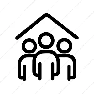 Minimalist Line Group Under Roof Shelter Icon