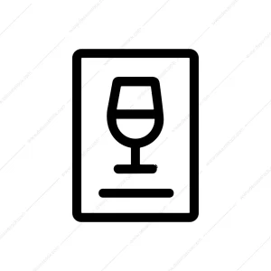 Simple Line Wine Glass Menu Card Element