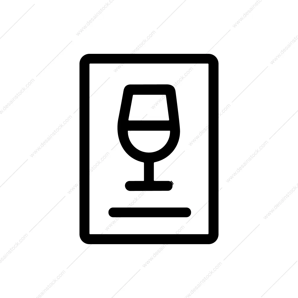 Simple Line Wine Glass Menu Card Element
