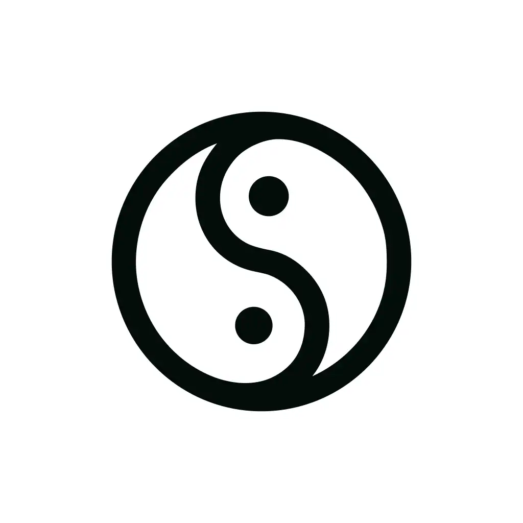 Minimalist Handdrawn Yin Yang Balance Symbol Icon