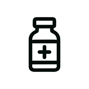 Simple Outline Medicine Bottle With Plus Sign Shape Line Icon Symbol