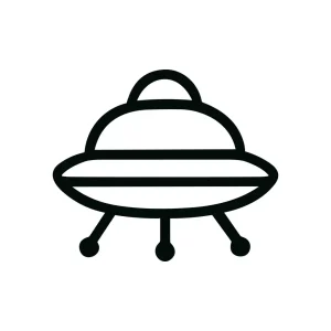 Simple Line Style UFO Flying Saucer Futuristic Icon Illustration