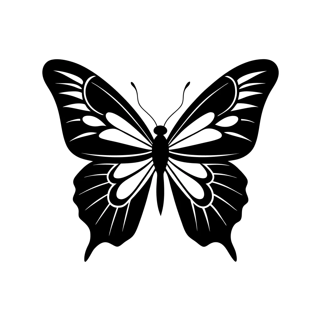 Detailed Silhouette Butterfly Wing Design Insect Creature Elegant Artwork