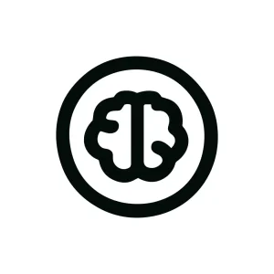 Simple Outline Brain Inside Circle Sign Icon