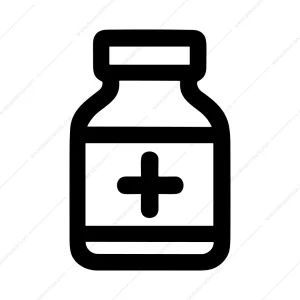 Black Outline Medical Bottle Pill Treatment Simple Icon