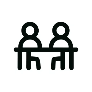 Minimalist Outline Two Person Meeting Table Icon Symbol Sign