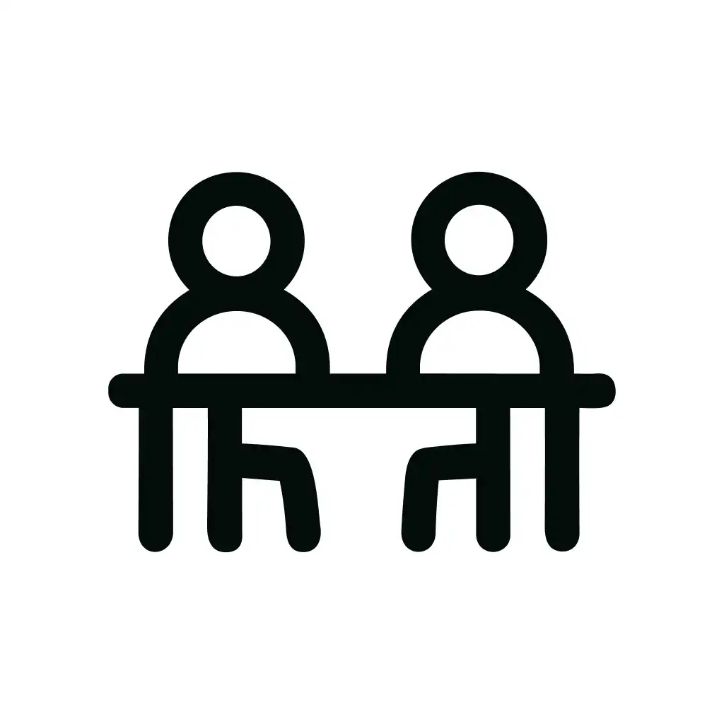 Minimalist Outline Two Person Meeting Table Icon Symbol Sign