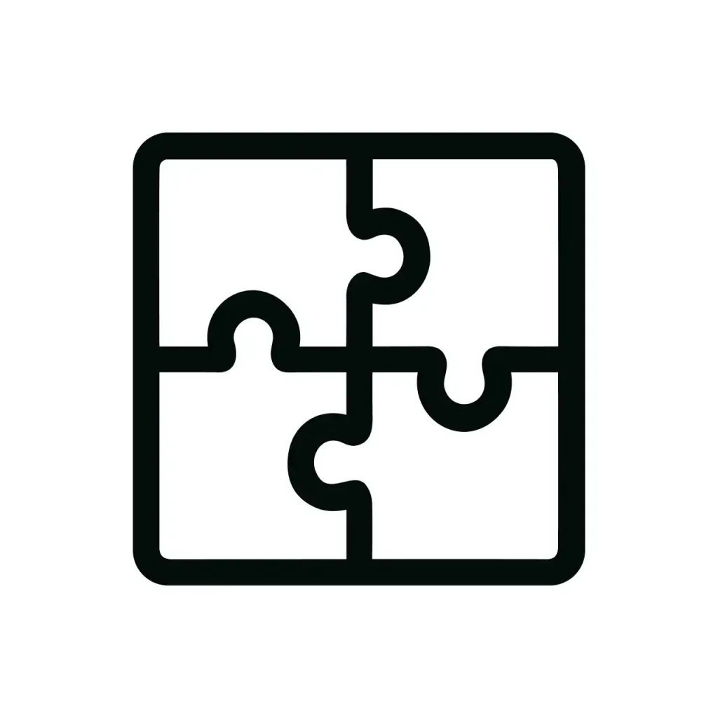 Outline Square Puzzle Piece Integration Interlocking Shape Icon