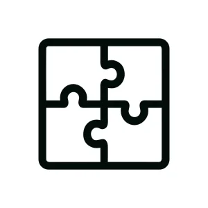 Outline Square Puzzle Piece Integration Interlocking Shape Icon