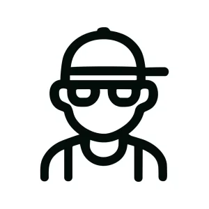 Minimal Outline Boy with Cap and Glasses Avatar Icon Illustration