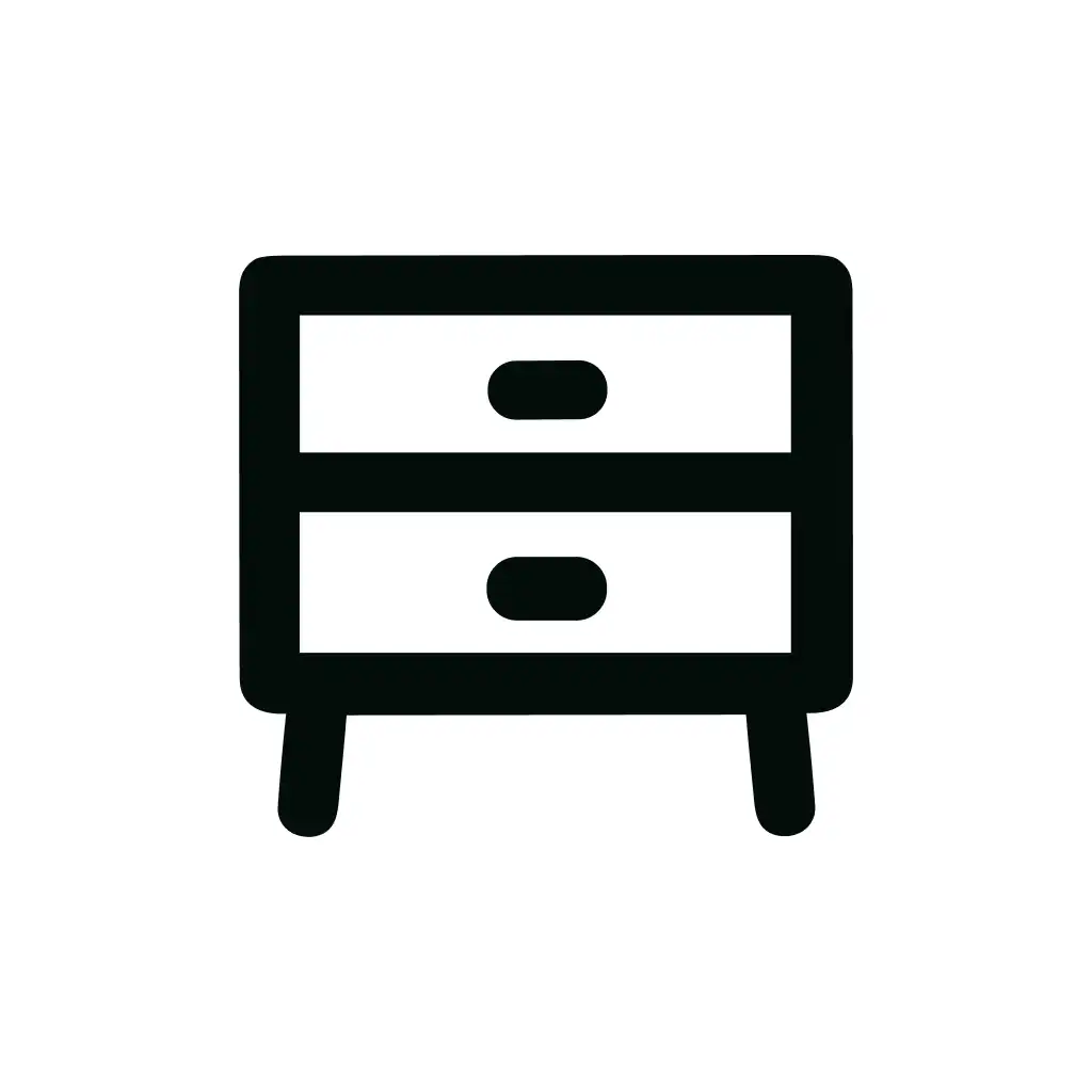 Minimalist Outline Two Drawer Nightstand Furniture Icon