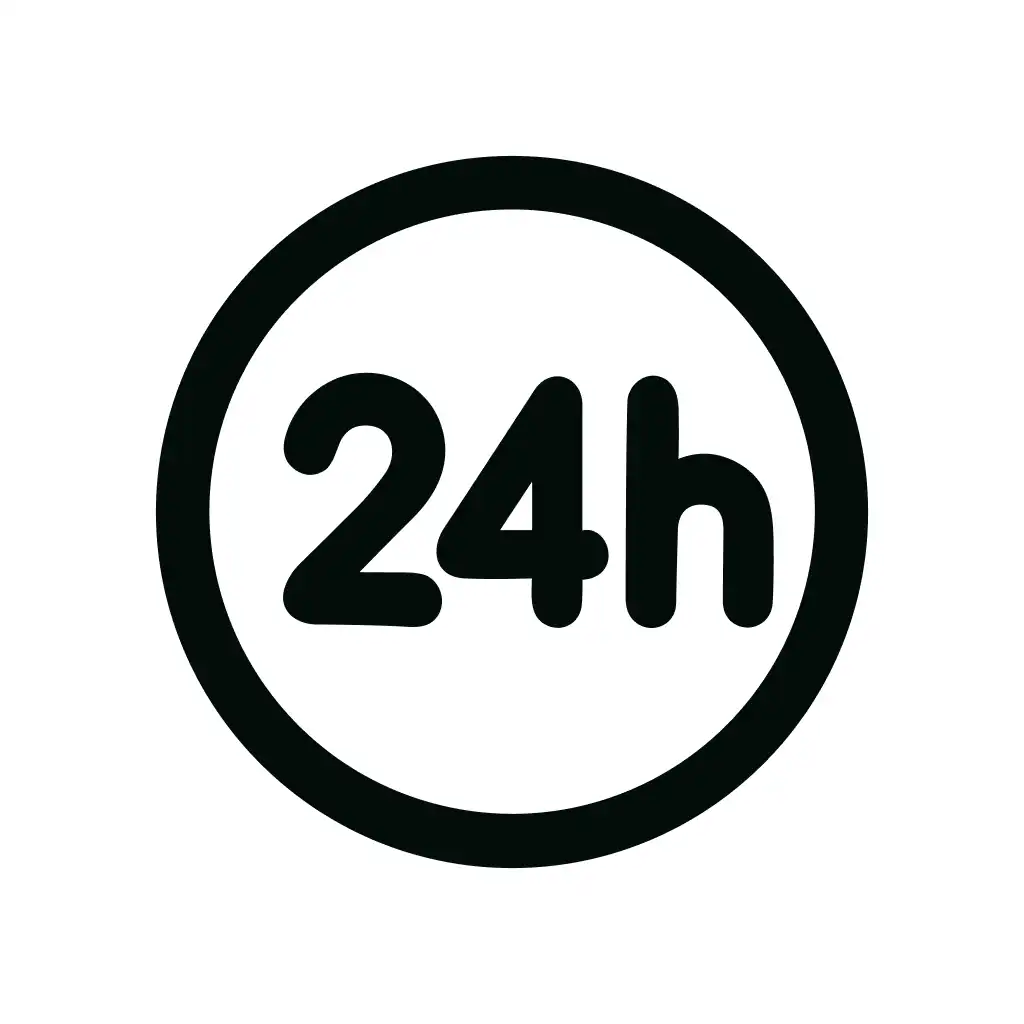 Simple Outline 24 Hour Service Symbol Shape Icon