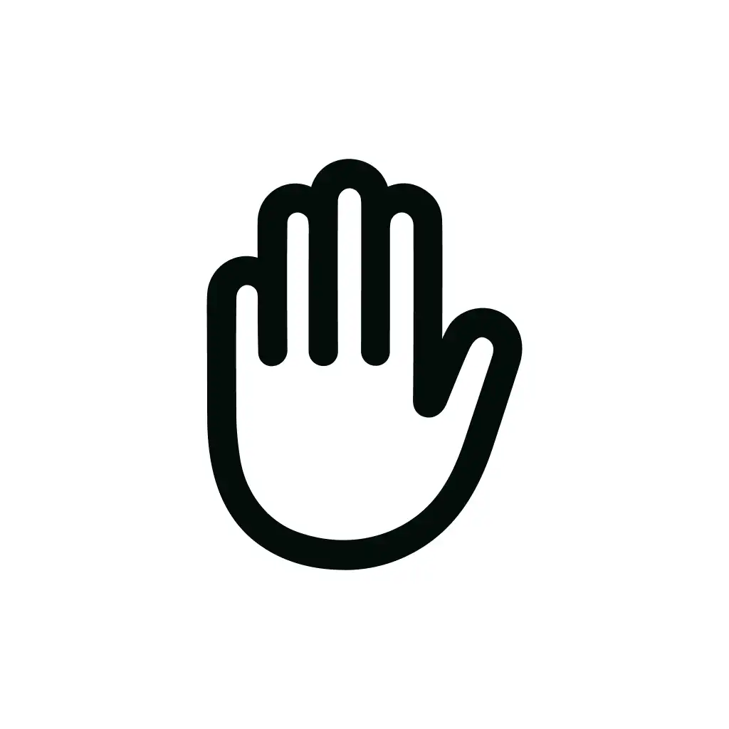 Simple Outline Hand Stop Gesture Symbol Icon