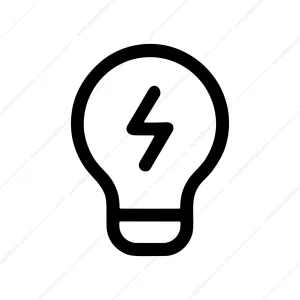 Minimalist Outline Lightbulb Idea Energy Bolt Icon