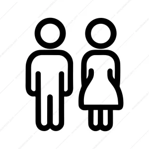 Minimalist Outline Man and Woman Icon Sign Symbol
