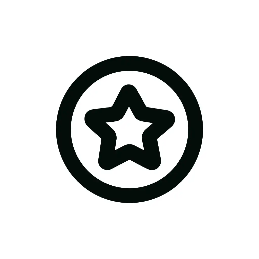 Outline Minimalist Star Inside Circle Shape Icon
