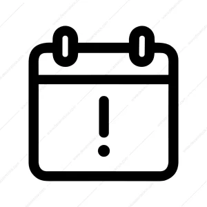Outline Simple Calendar with Exclamation Mark Icon Sign
