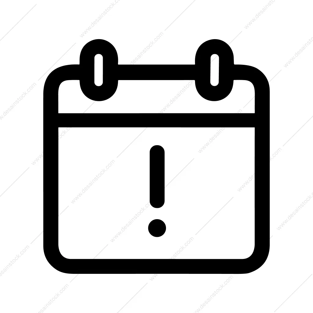 Outline Simple Calendar with Exclamation Mark Icon Sign