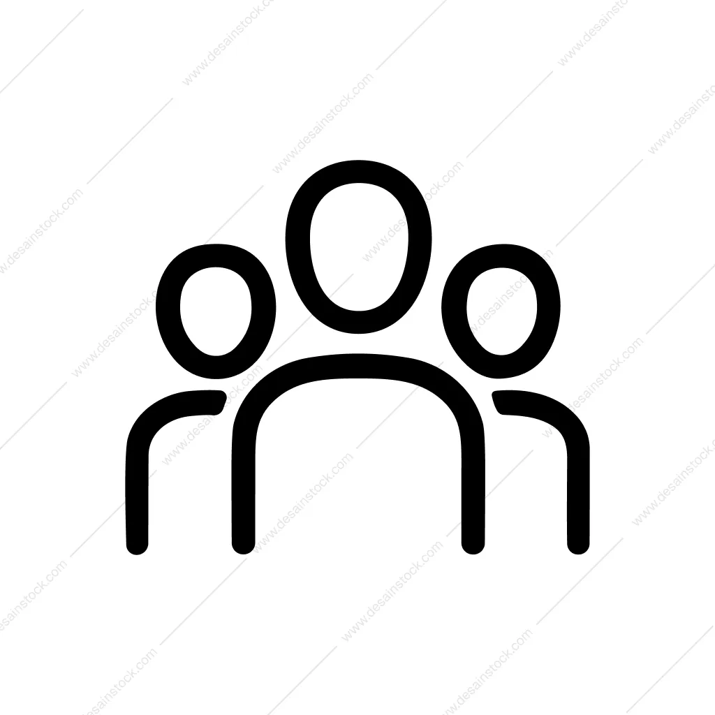 Outline Simple Three Person Group User Icon