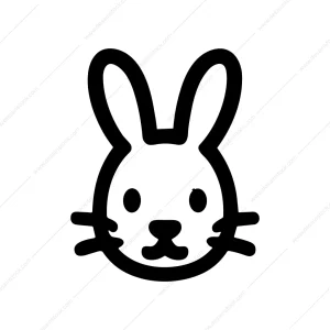 Simple Line Art Rabbit Head Animal Illustration
