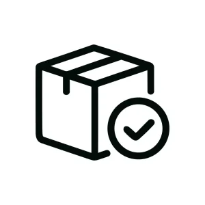 Line Art Delivery Box Checkmark Sign Shape Icon