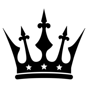 Simple Black Silhouette Crown with Stars Graphic