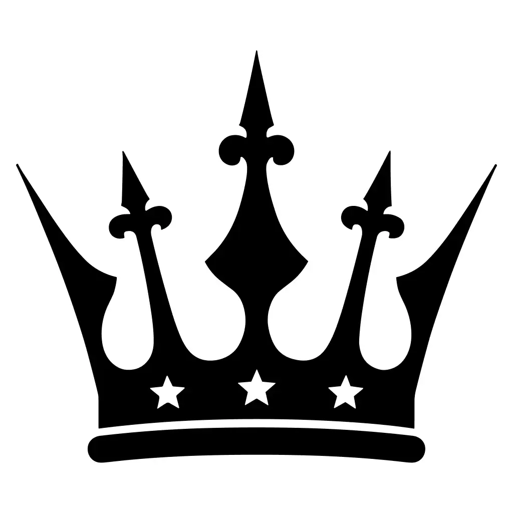 Simple Black Silhouette Crown with Stars Graphic