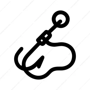 Line Art Fishing Hook with Line Icon Shape