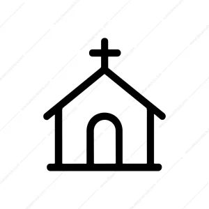 Simple Outline Church Building Religious Line Art