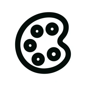 Simple Outline Art Palette with Circular Paints Flat Design Icon