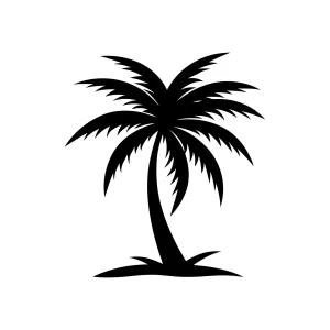 Minimalist Silhouette Palm Tree Paradise Island Illustration