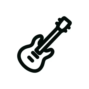 Bold Outline Electric Guitar Musical Instrument Single Icon Design