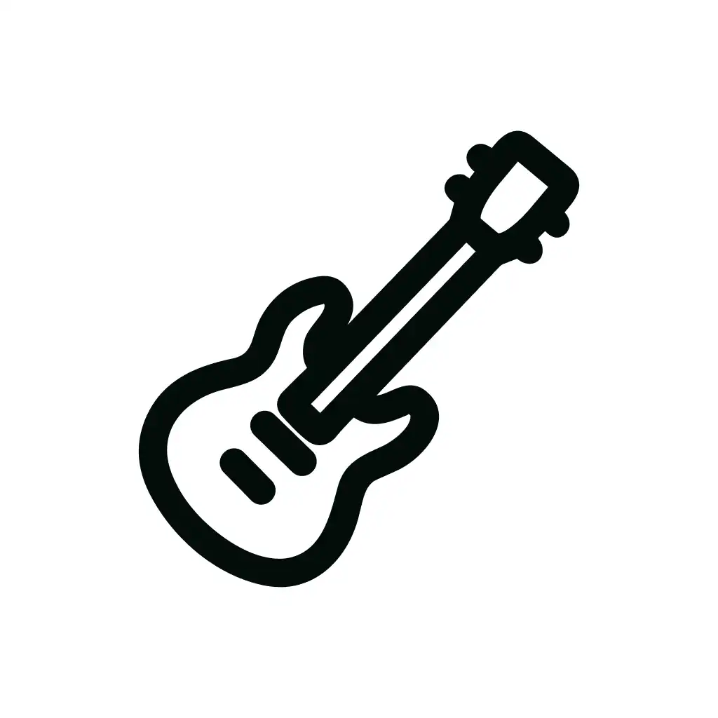 Bold Outline Electric Guitar Musical Instrument Single Icon Design