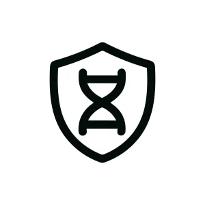Simple Outline Genetic Shield Icon Symbol for Health and Medical Protection