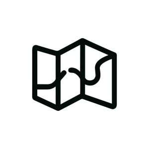 Minimal Outline Folded Map Route Location Icon