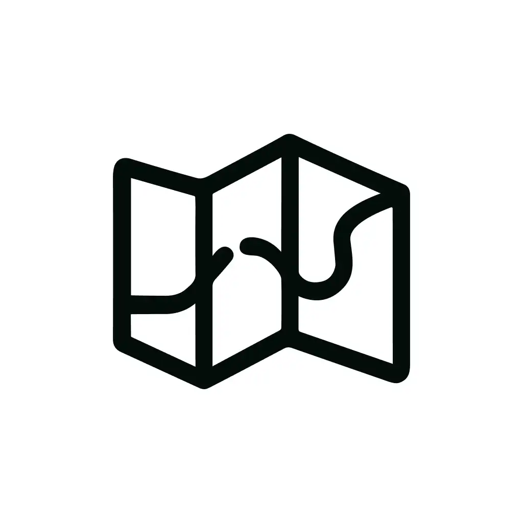 Minimal Outline Folded Map Route Location Icon