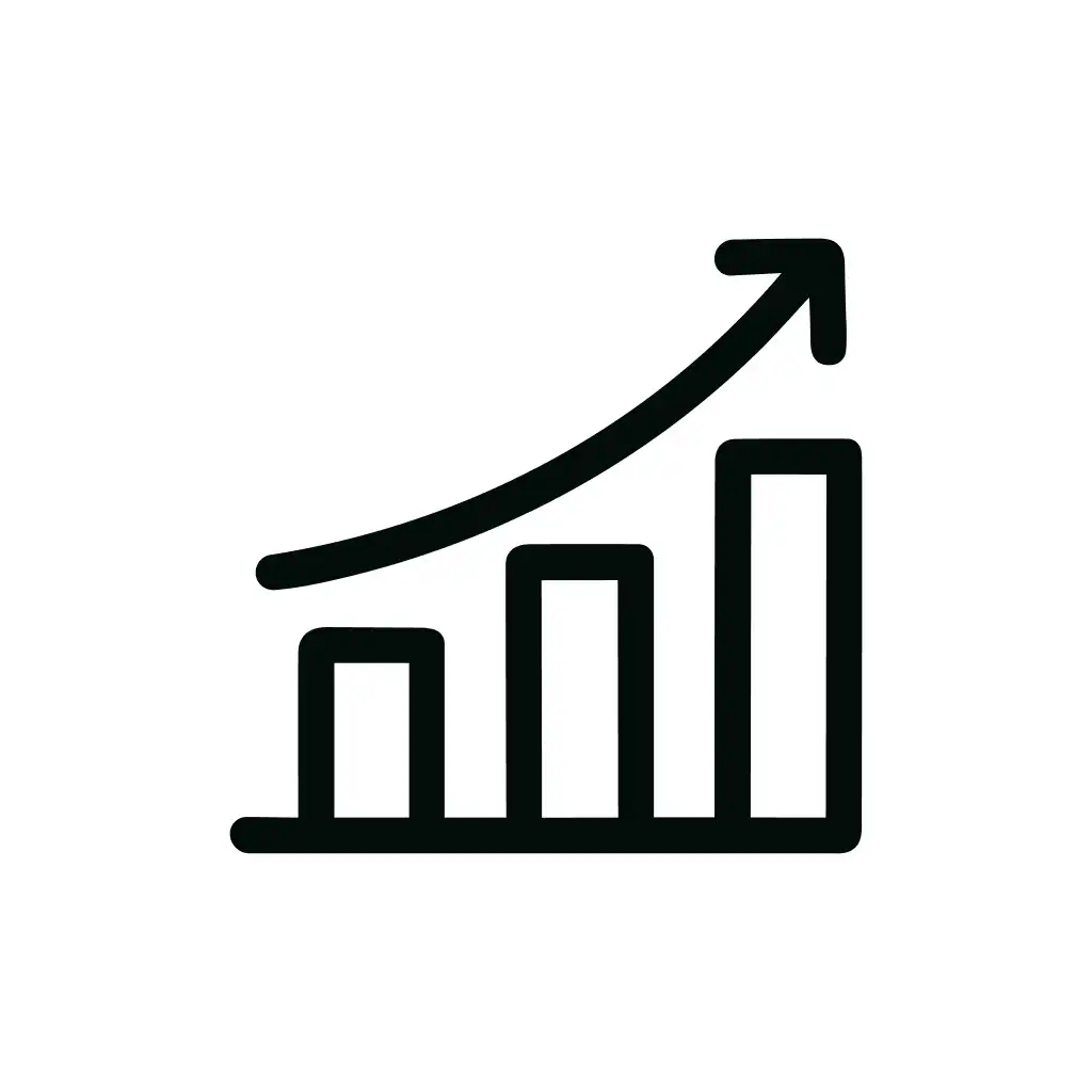 Simple Outline Upward Chart Arrow Sign Graph Icon