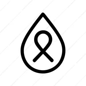 Minimalist Line Blood Drop Ribbon Awareness Symbol