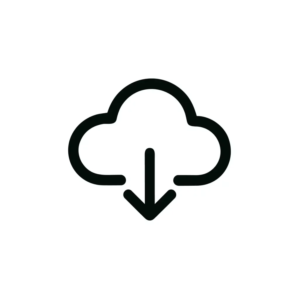 Minimalist Line Style Cloud Downloading Process Symbol Design Icon