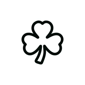 Simple Outline Shamrock Sign Shape Icon for St Patricks Day Celebration