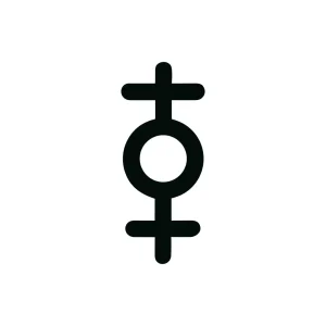 Simple Outline Feminine Gender Symbol with Circle and Cross Line Shape Icon