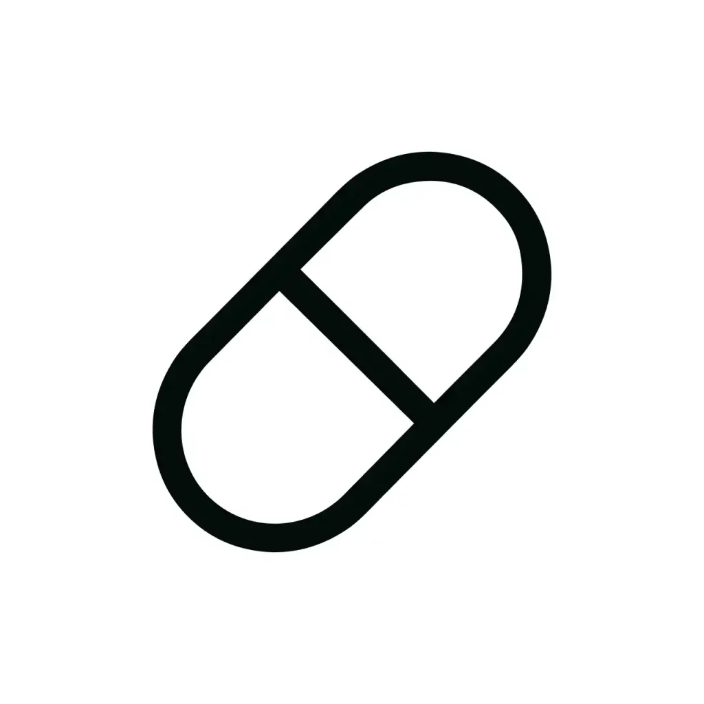 Simple Outline Pill Capsule Minimalist Black Line Medical Icon