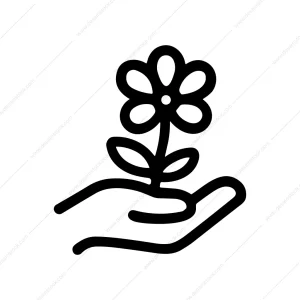 Simple Line Hand Holding Flower Blossom Plant Graphic