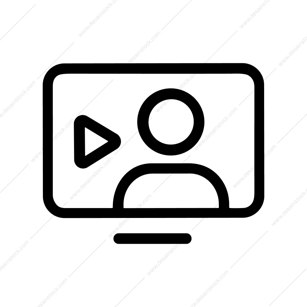 Outline Simple Computer Webinar Streaming Display Icon