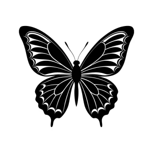 Detailed Silhouette Butterfly with Intricate Wing Patterns Insect Illustration