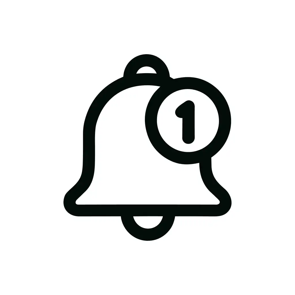 Outline Minimalist Bell Notification Number One Notice Icon