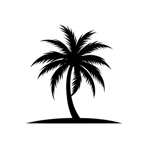 Simple Silhouette Tropical Palm Tree Isolated Illustration