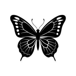 Simple Silhouette Butterfly Insect with Open Wings Nature Illustration